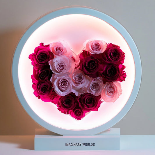 Round Pink and Hot Pink Heart Flower Lamp - Imaginary Worlds