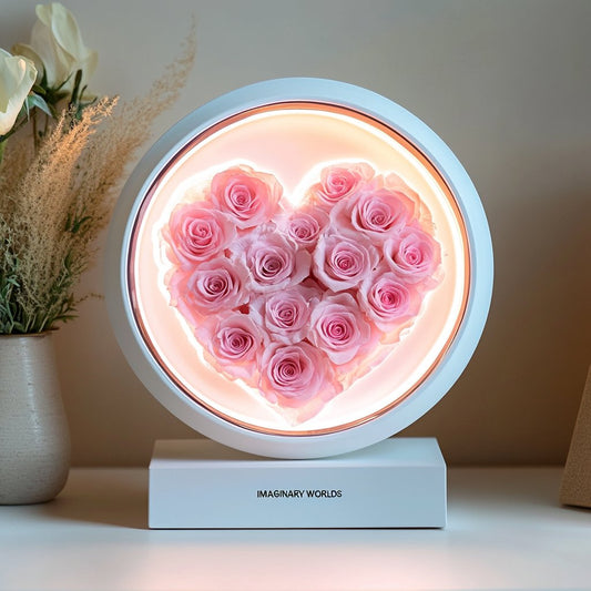 Round Pink Heart Flower Lamp - Imaginary Worlds