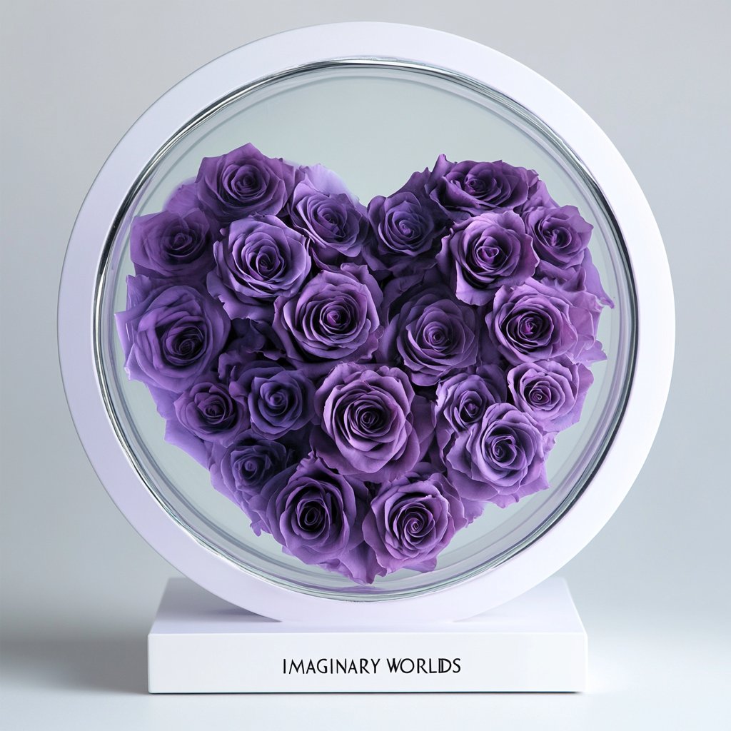 Round Purple Heart Flower Lamp - Imaginary Worlds