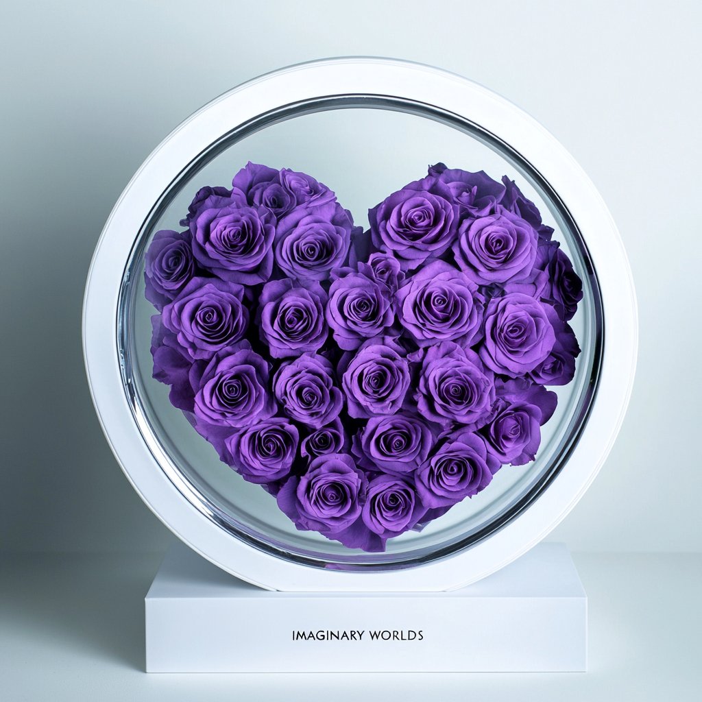 Round Purple Heart Flower Lamp - Imaginary Worlds