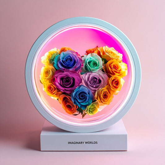 Round Rainbow Heart Flower Lamp - Imaginary Worlds