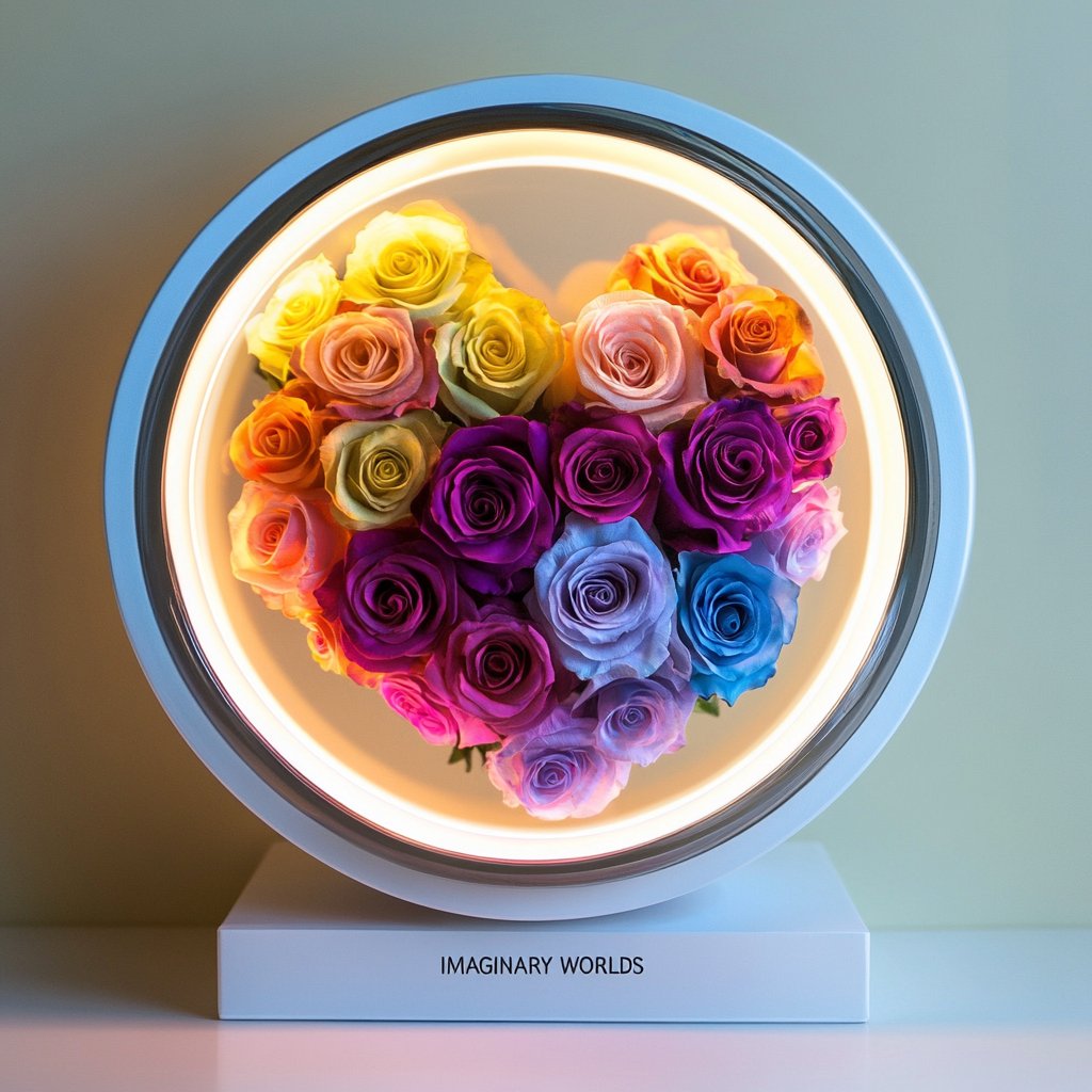 Round Rainbow Heart Flower Lamp - Imaginary Worlds