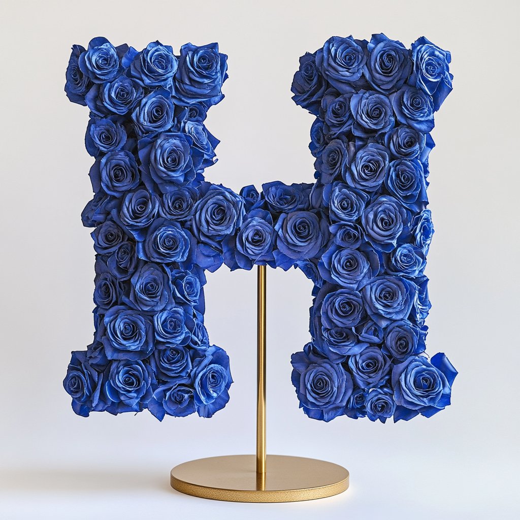 Royal Blue Rose Eternal Letter H Lamp - Imaginary Worlds