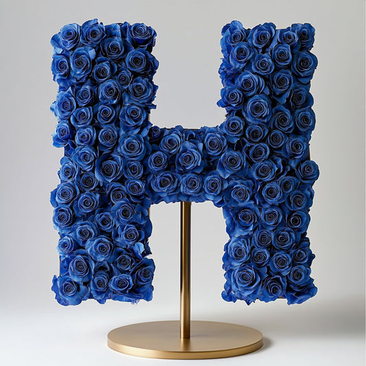 Royal Blue Rose Eternal Letter H Lamp - Imaginary Worlds