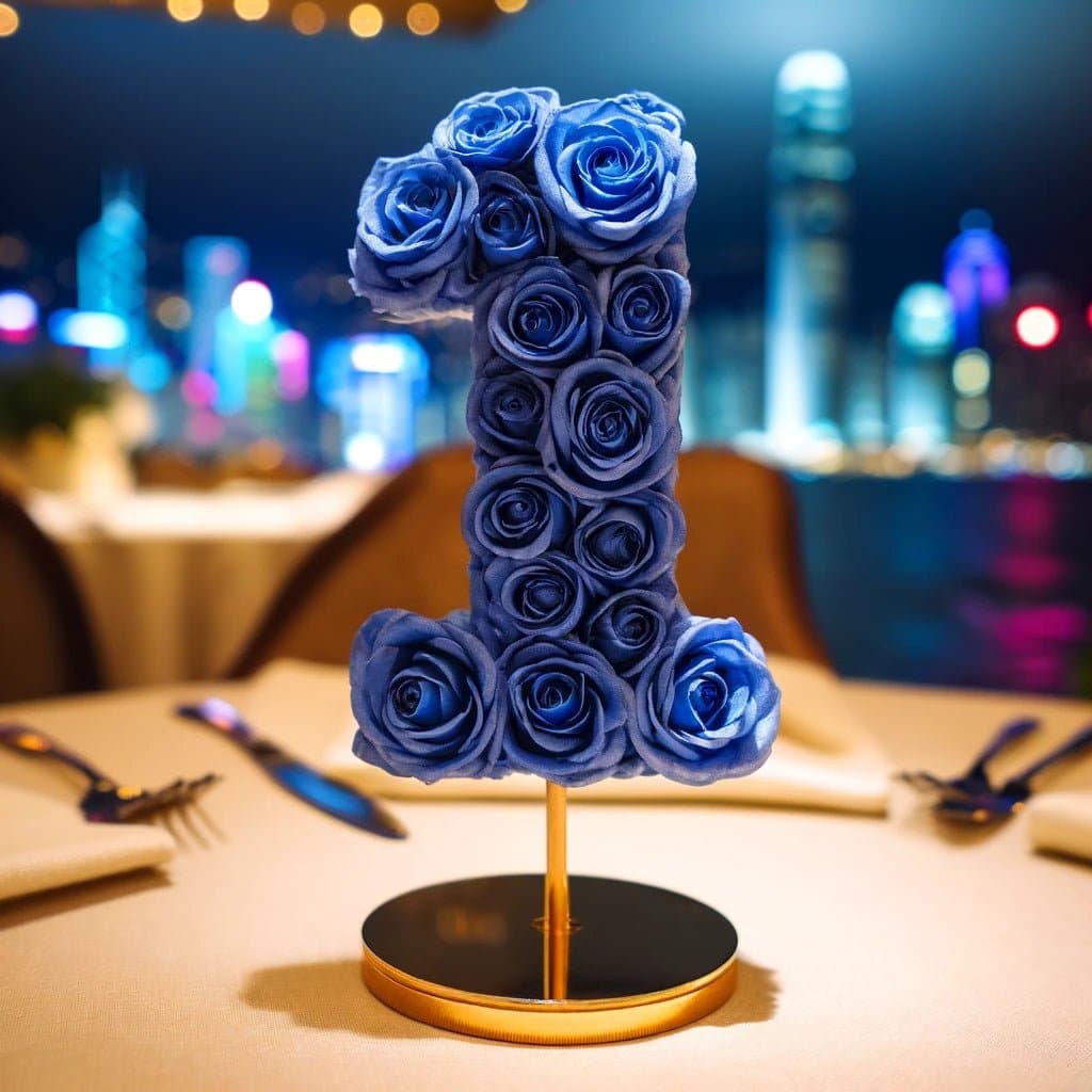 Royal Blue Rose Eternal Number 1 Lamp - Imaginary Worlds