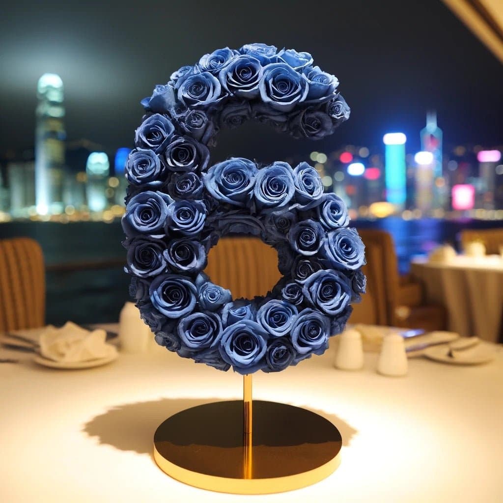 Royal Blue Rose Eternal Number 6 Lamp - Imaginary Worlds