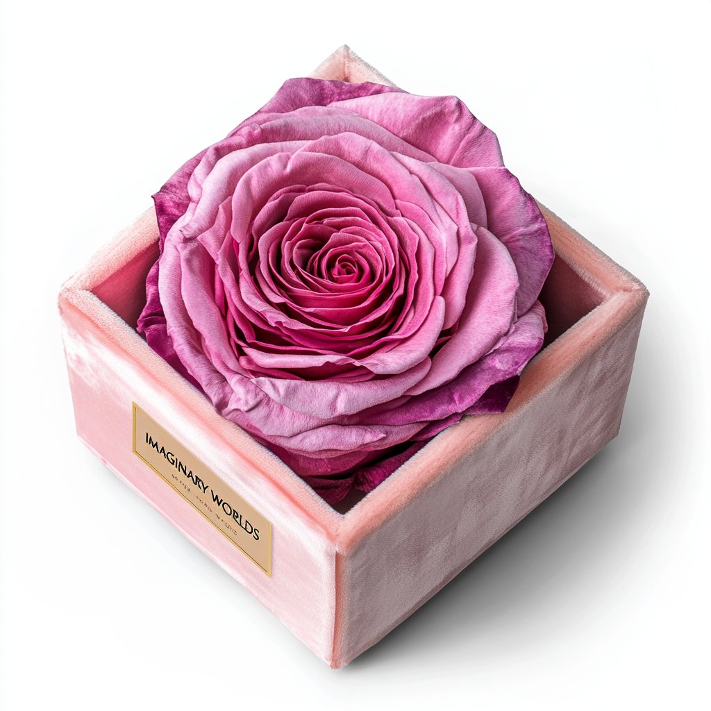 Single Light Pink and Magenta Rose Silk Box - Imaginary Worlds