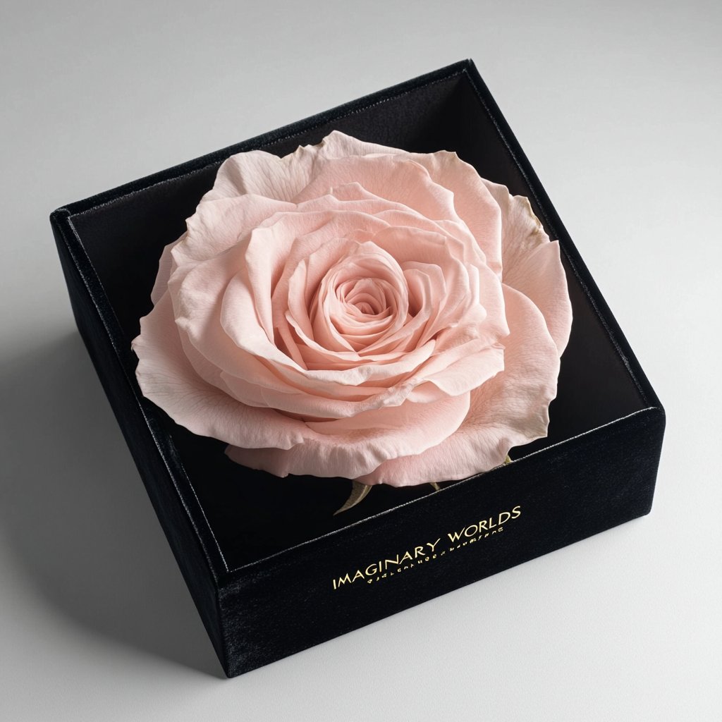 Single Light Pink Rose Silk Box - Imaginary Worlds