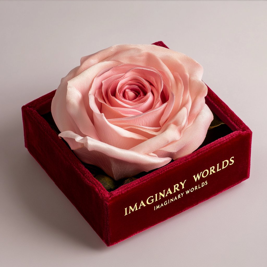 Single Pink Rose Velvet Serenity - Imaginary Worlds