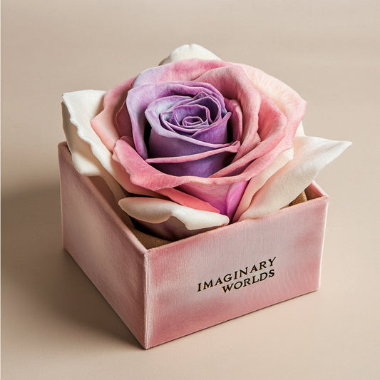 Single Pink, White, and Purple Rose Silk Box - Imaginary Worlds