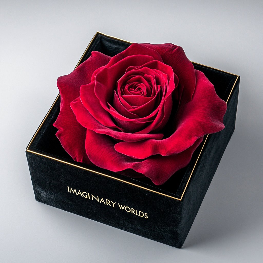 Single Red Rose Silk Box - Imaginary Worlds