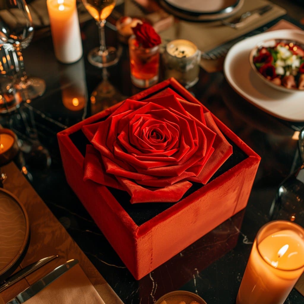 Single Red Rose Velvet Box - Imaginary Worlds