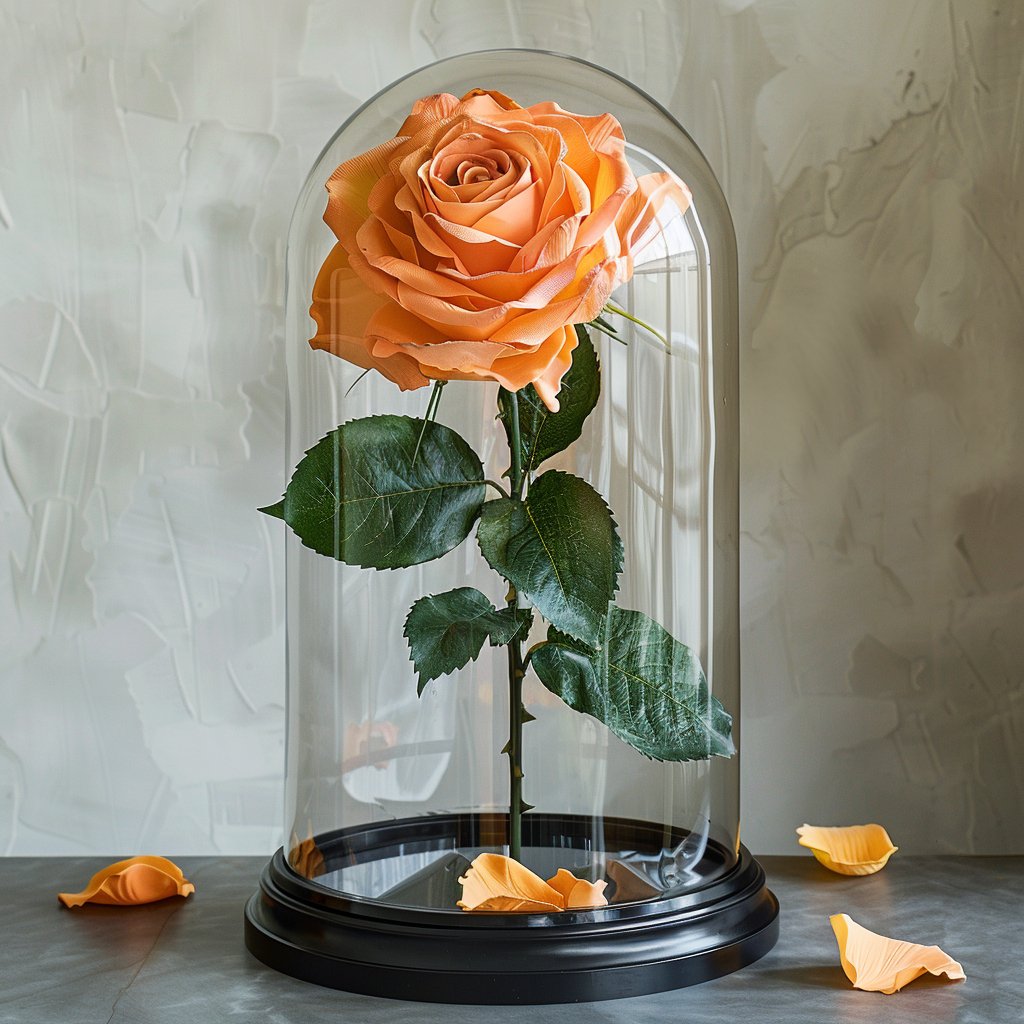 Single Rose in Glass Dome - Imaginary Worlds