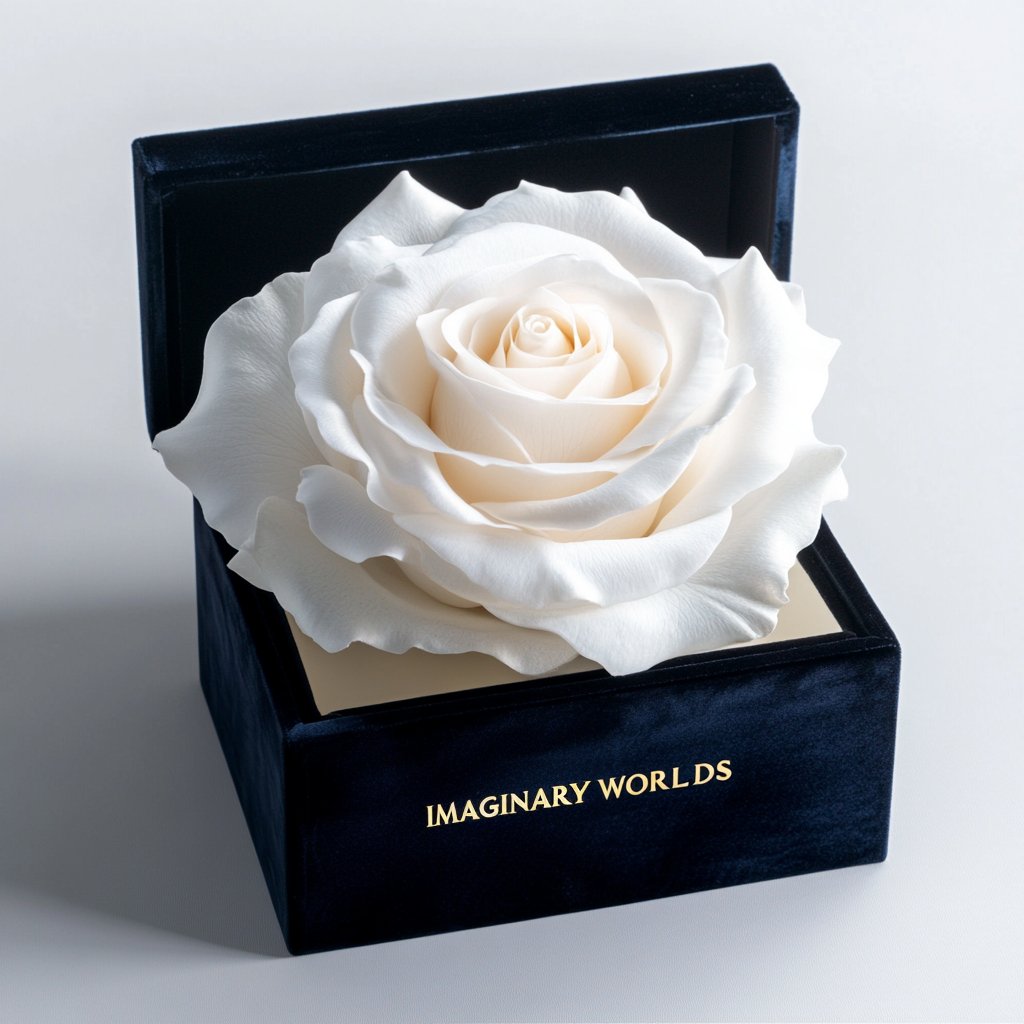 Single White Rose Silk Box - Imaginary Worlds