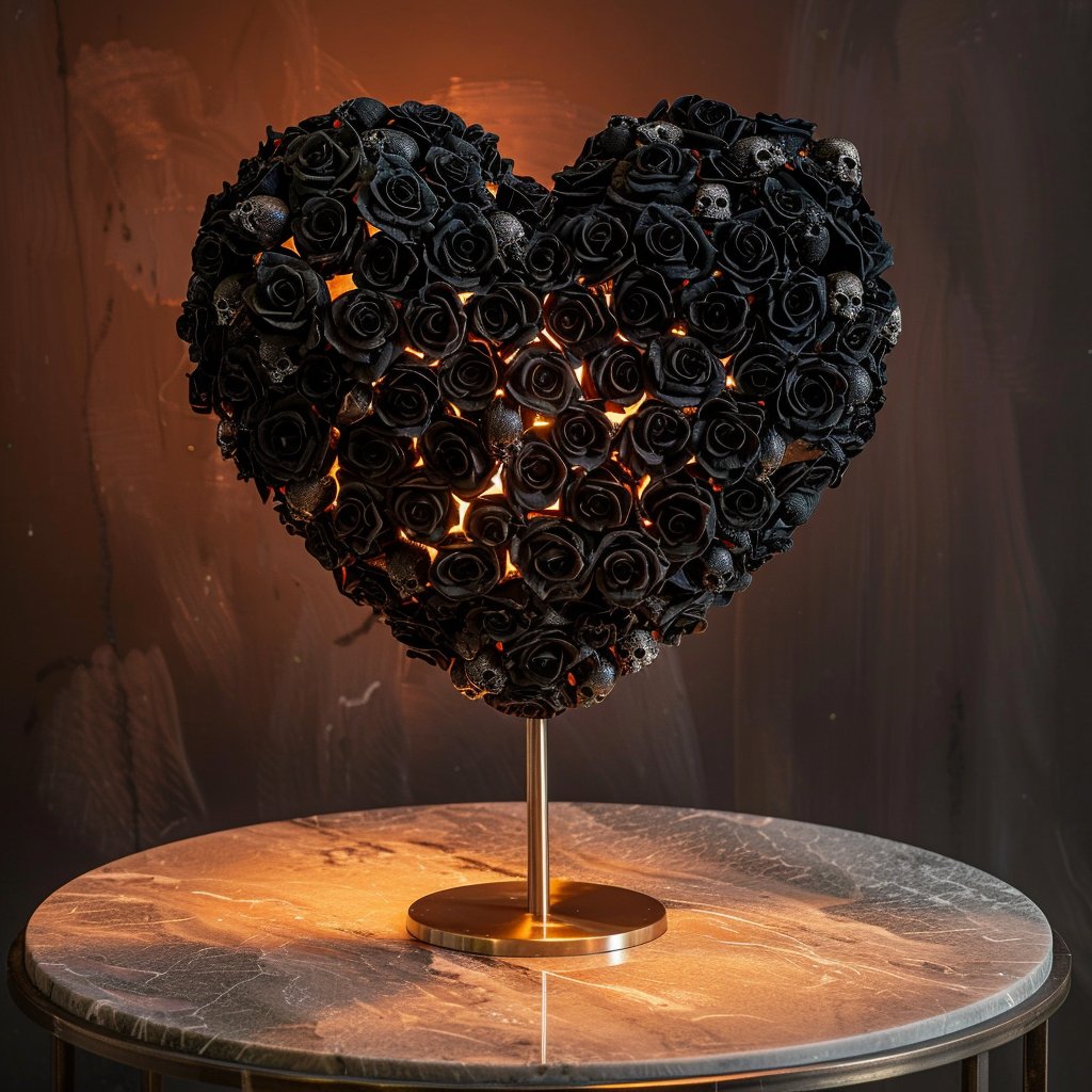 Sinister Black Skull Heart Lamp - Imaginary Worlds