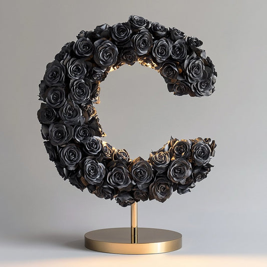 Standing Black Rose Letter C Lamp - Imaginary Worlds