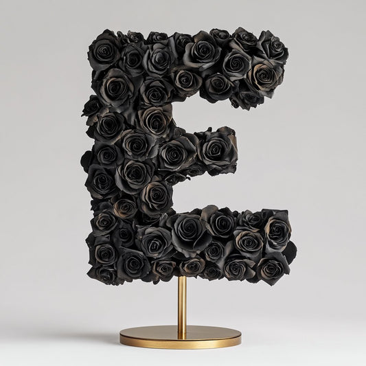 Standing Black Rose Letter E Lamp - Imaginary Worlds