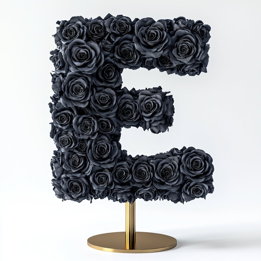 Standing Black Rose Letter E Lamp - Imaginary Worlds