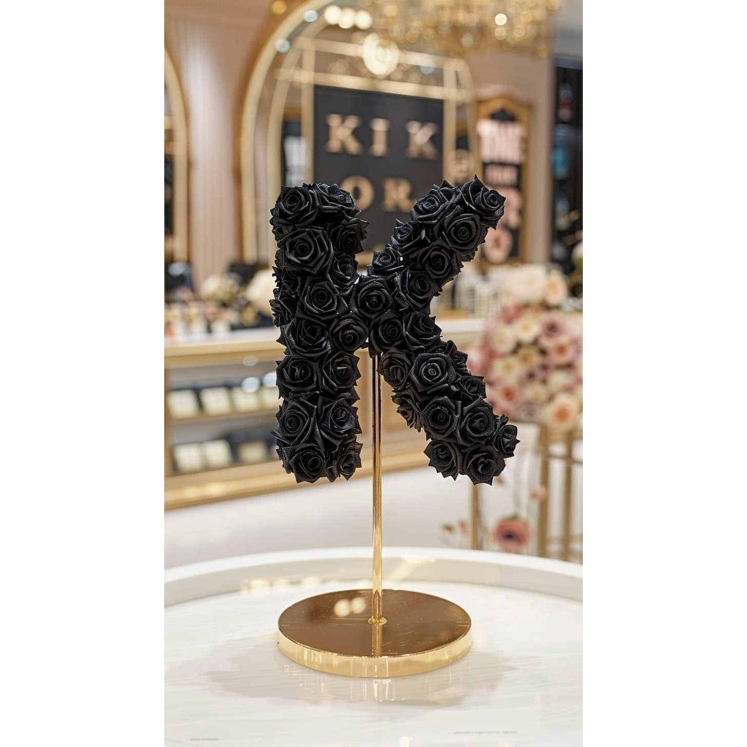 Standing Black Rose Letter K Lamp - Imaginary Worlds