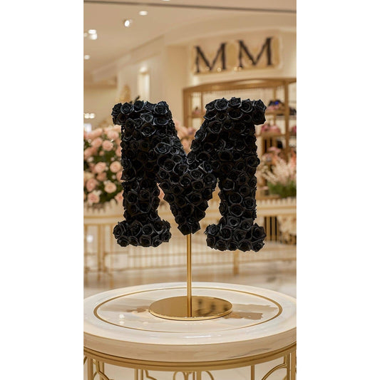 Standing Black Rose Letter M Lamp - Imaginary Worlds