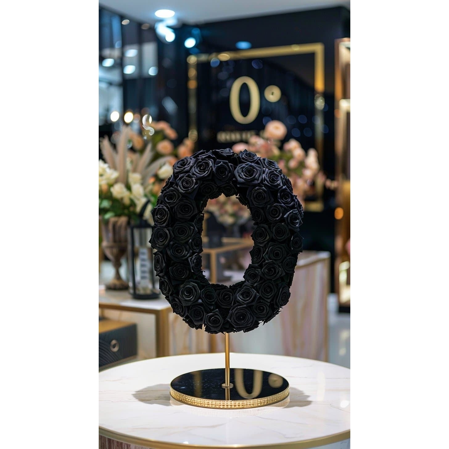 Standing Black Rose Letter O Lamp - Imaginary Worlds