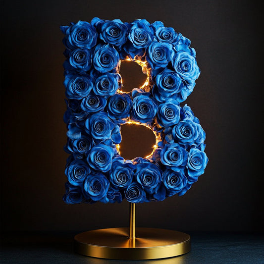 Standing Blue Rose Letter B Lamp - Imaginary Worlds