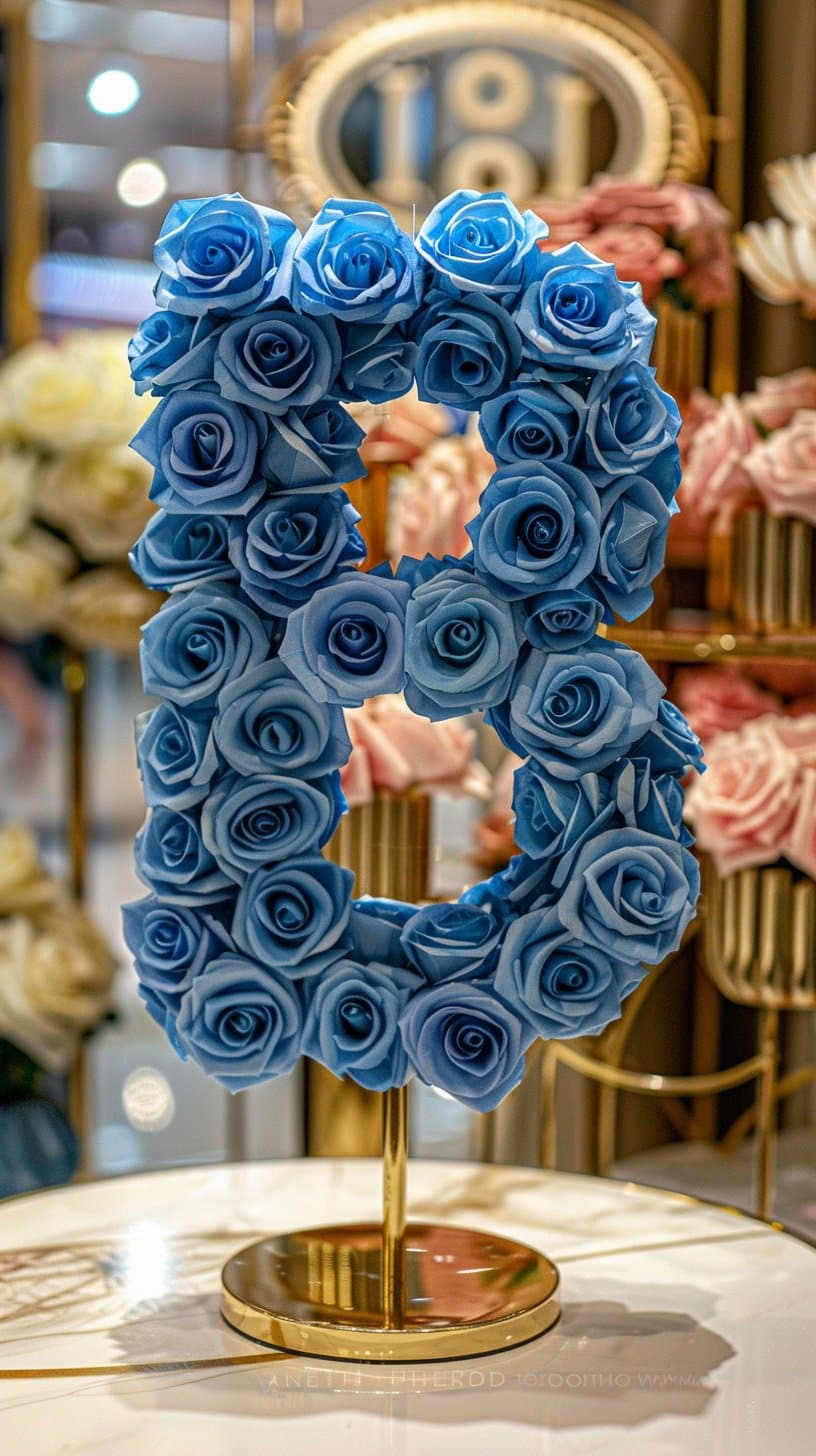 Standing Blue Rose Letter B Lamp - Imaginary Worlds