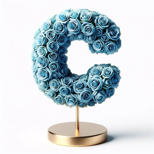 Standing Blue Rose Letter C Lamp - Imaginary Worlds