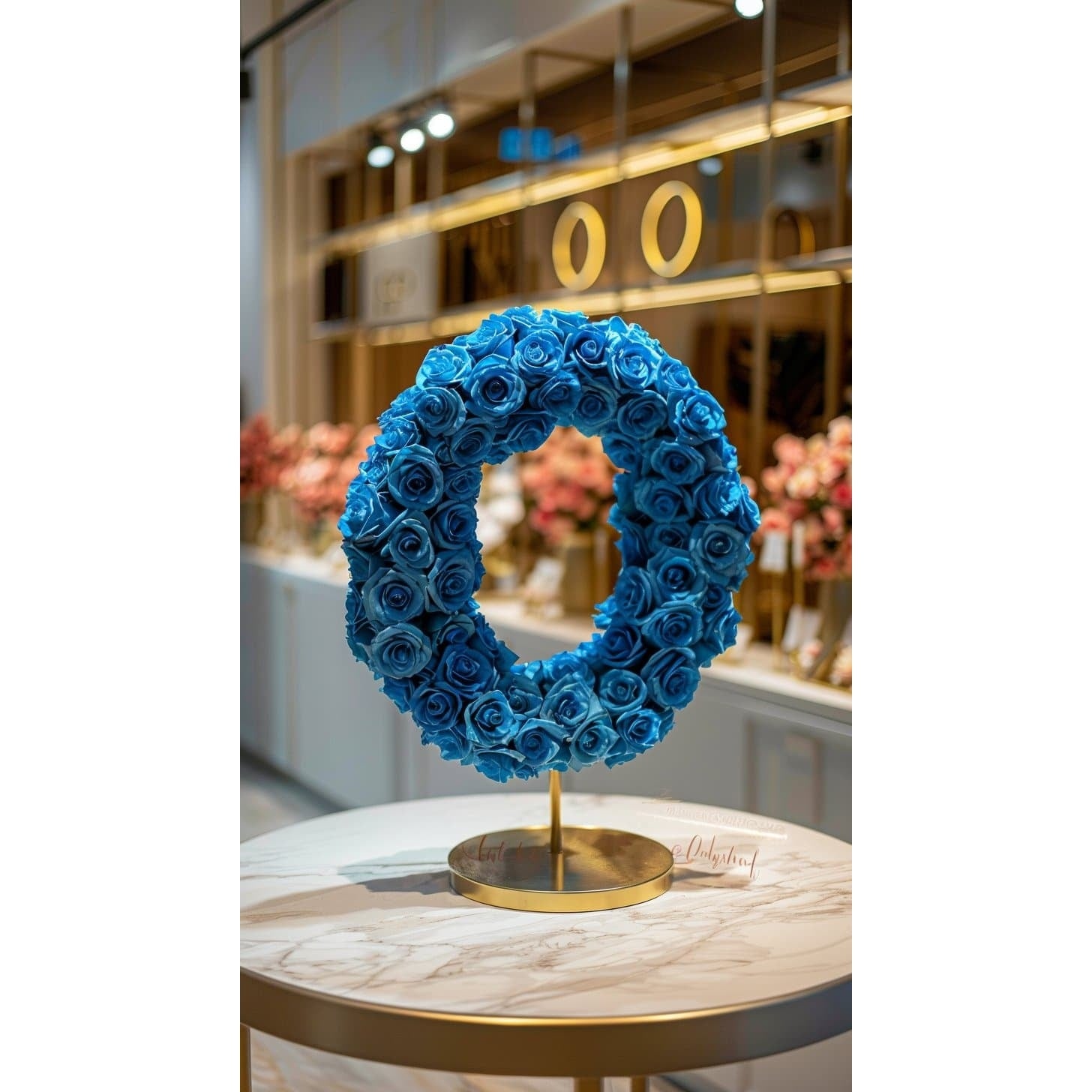 Standing Blue Rose Letter O Lamp - Imaginary Worlds