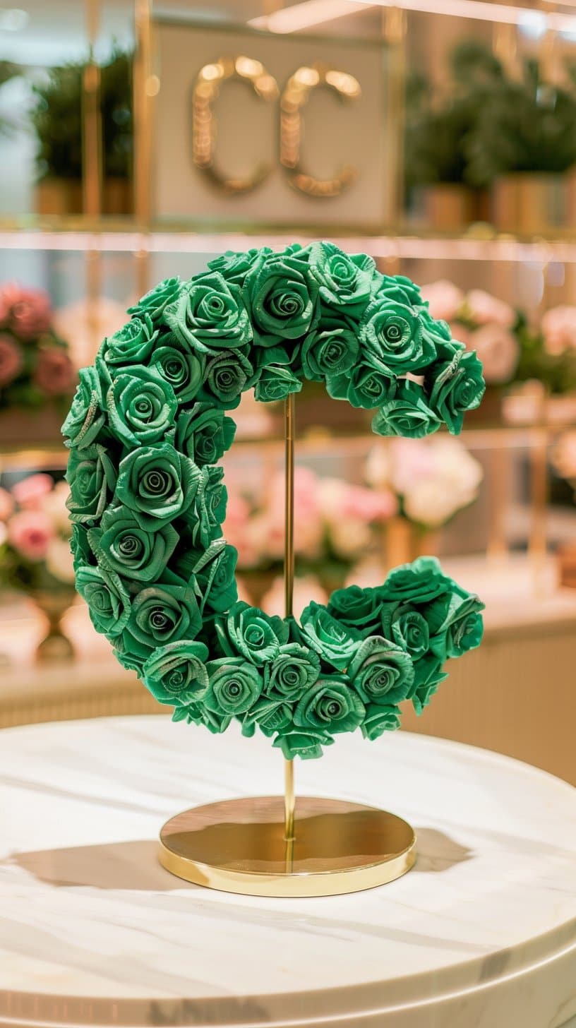 Standing Green Rose Letter C Lamp - Imaginary Worlds