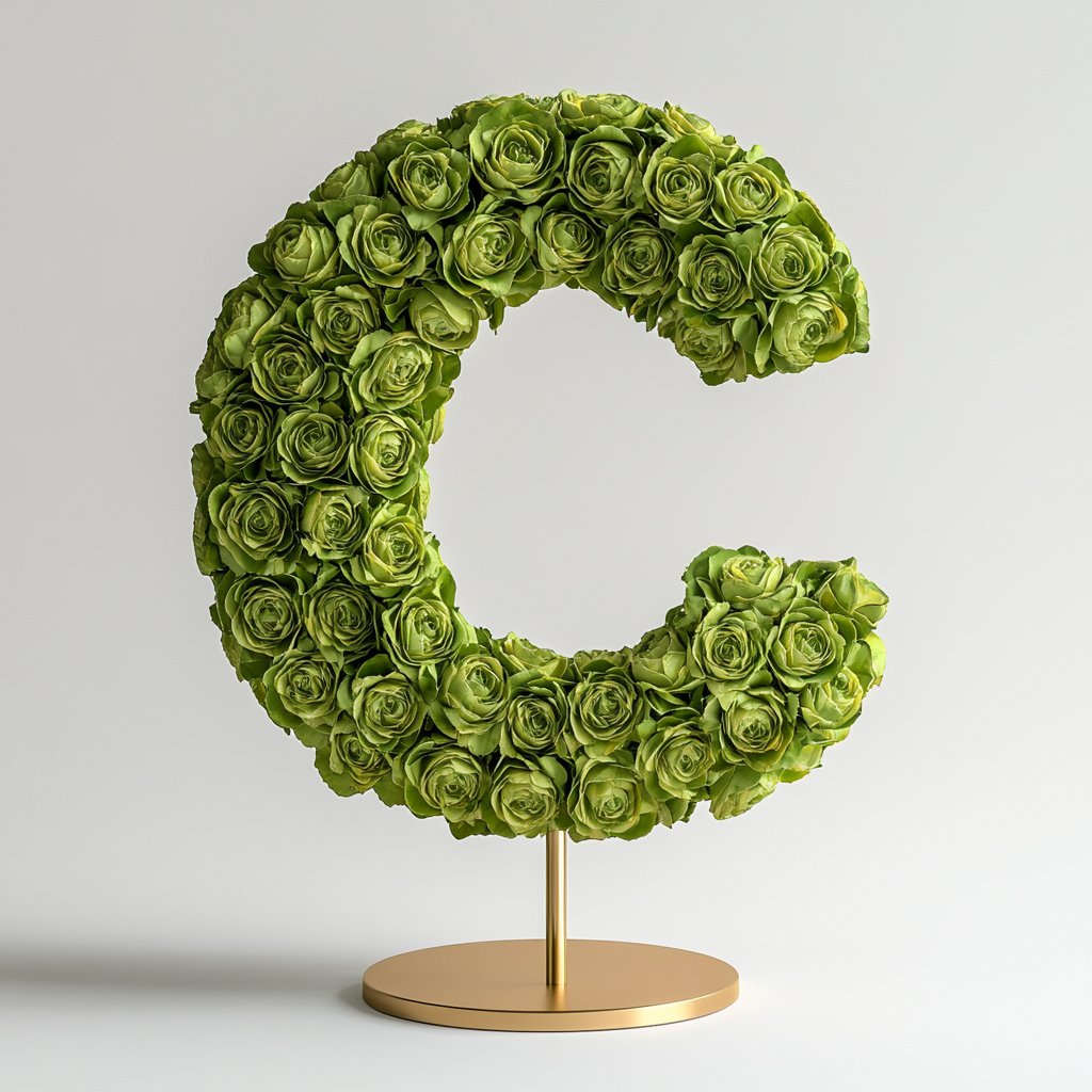 Standing Green Rose Letter C Lamp - Imaginary Worlds