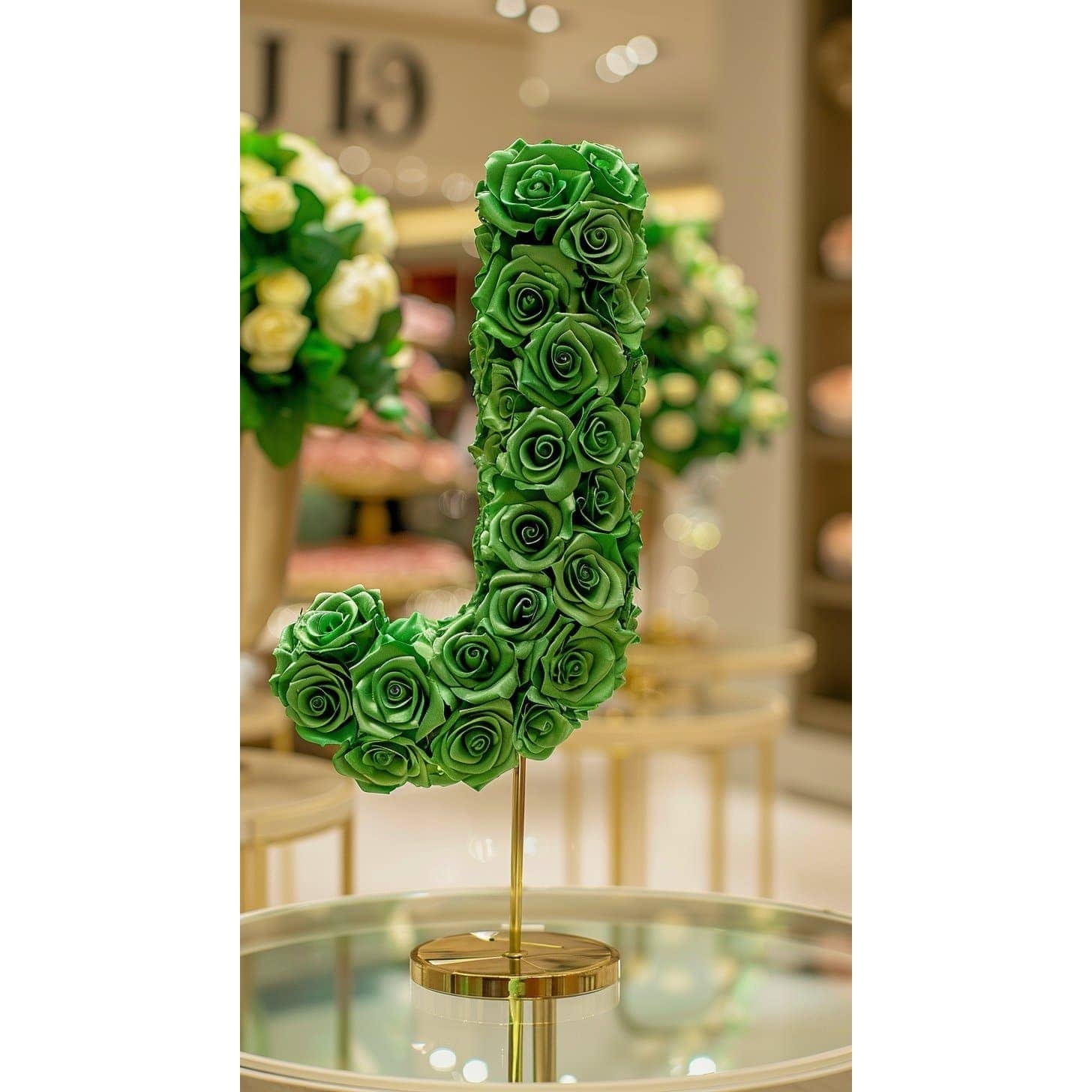 Standing Green Rose Letter J Lamp - Imaginary Worlds