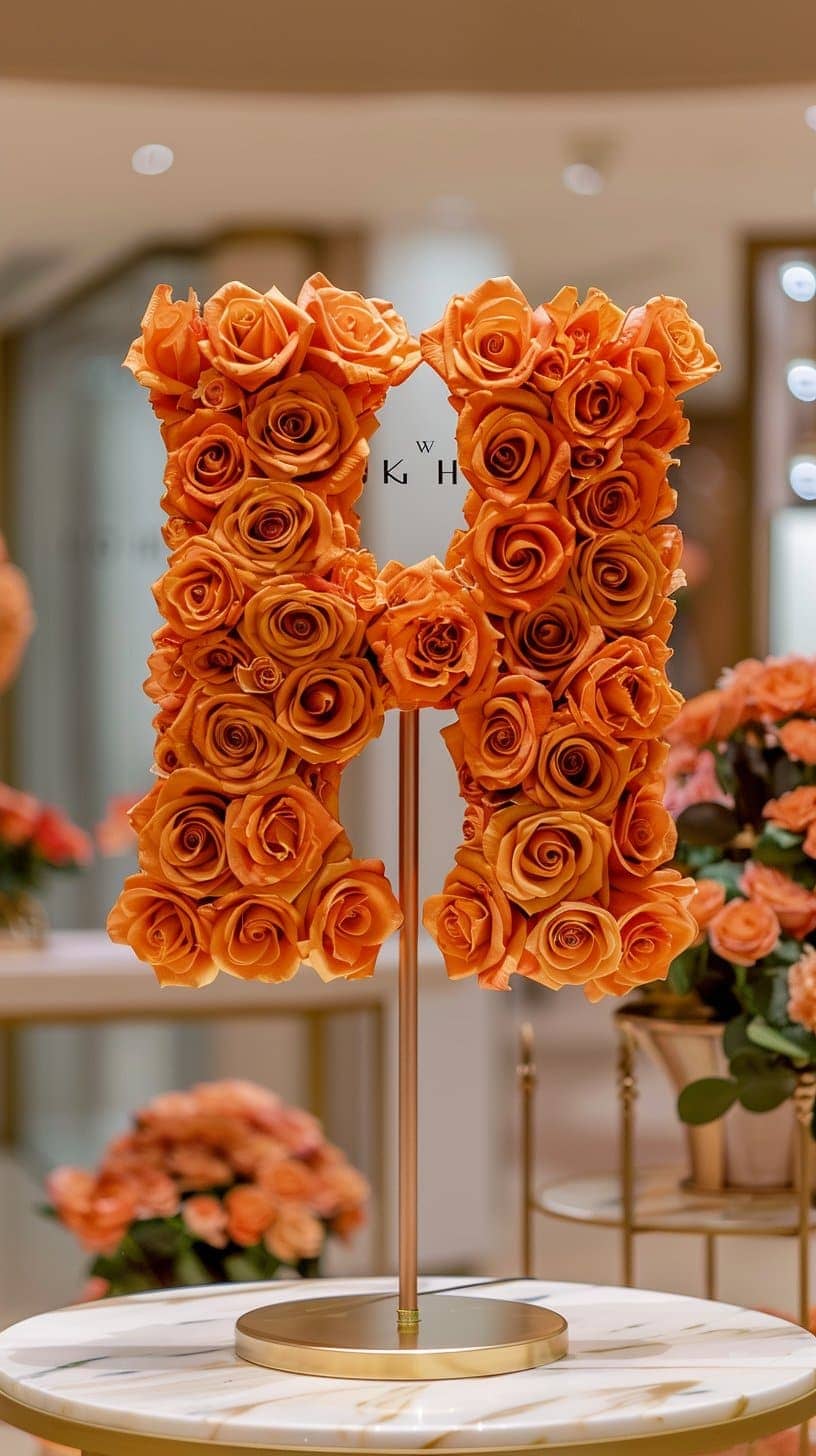 Standing Orange Rose Letter H Lamp - Imaginary Worlds