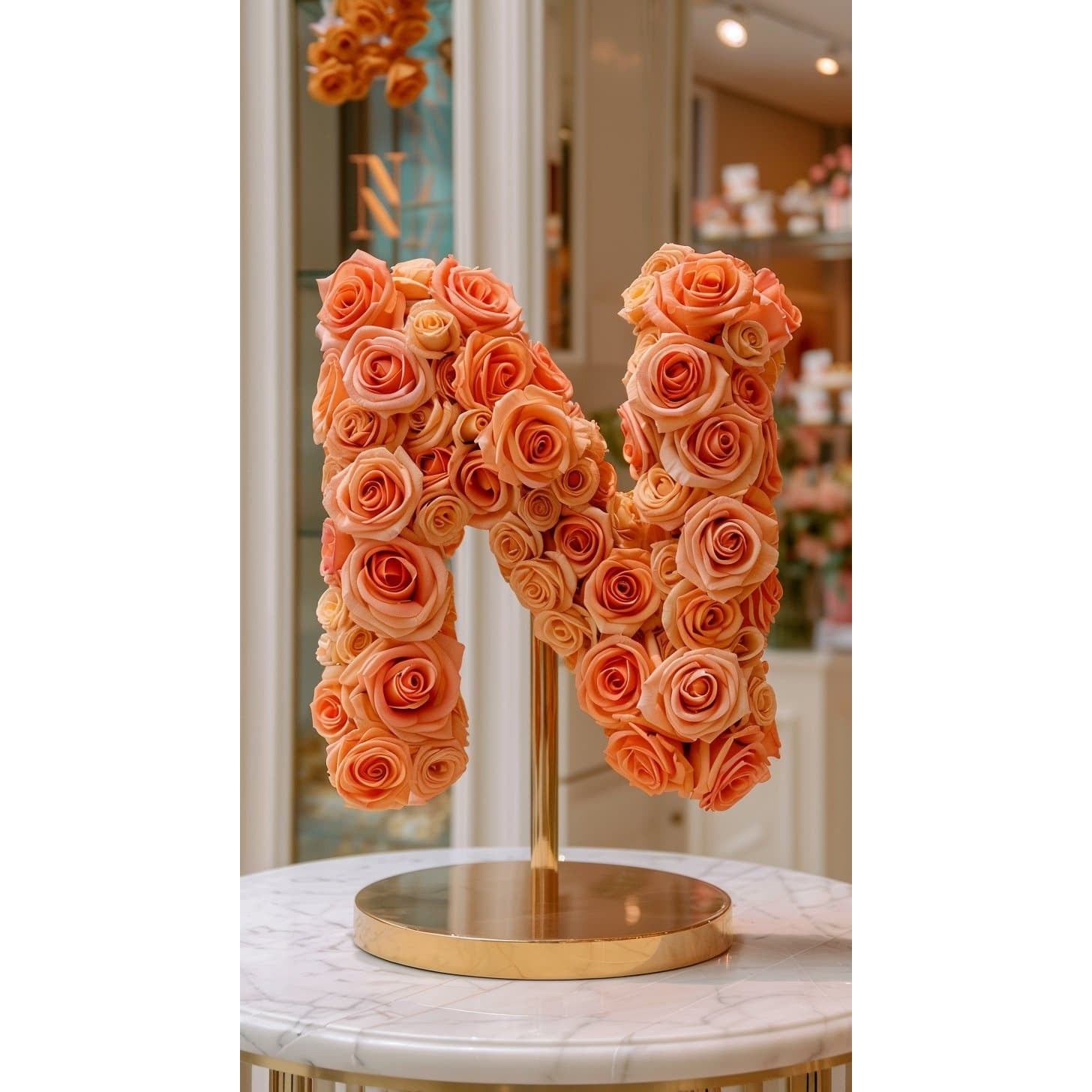 Standing Orange Rose Letter N Lamp - Imaginary Worlds