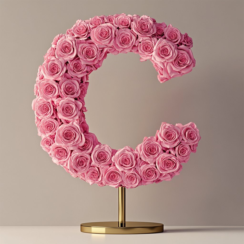 Standing Pink Rose Letter C Lamp - Imaginary Worlds