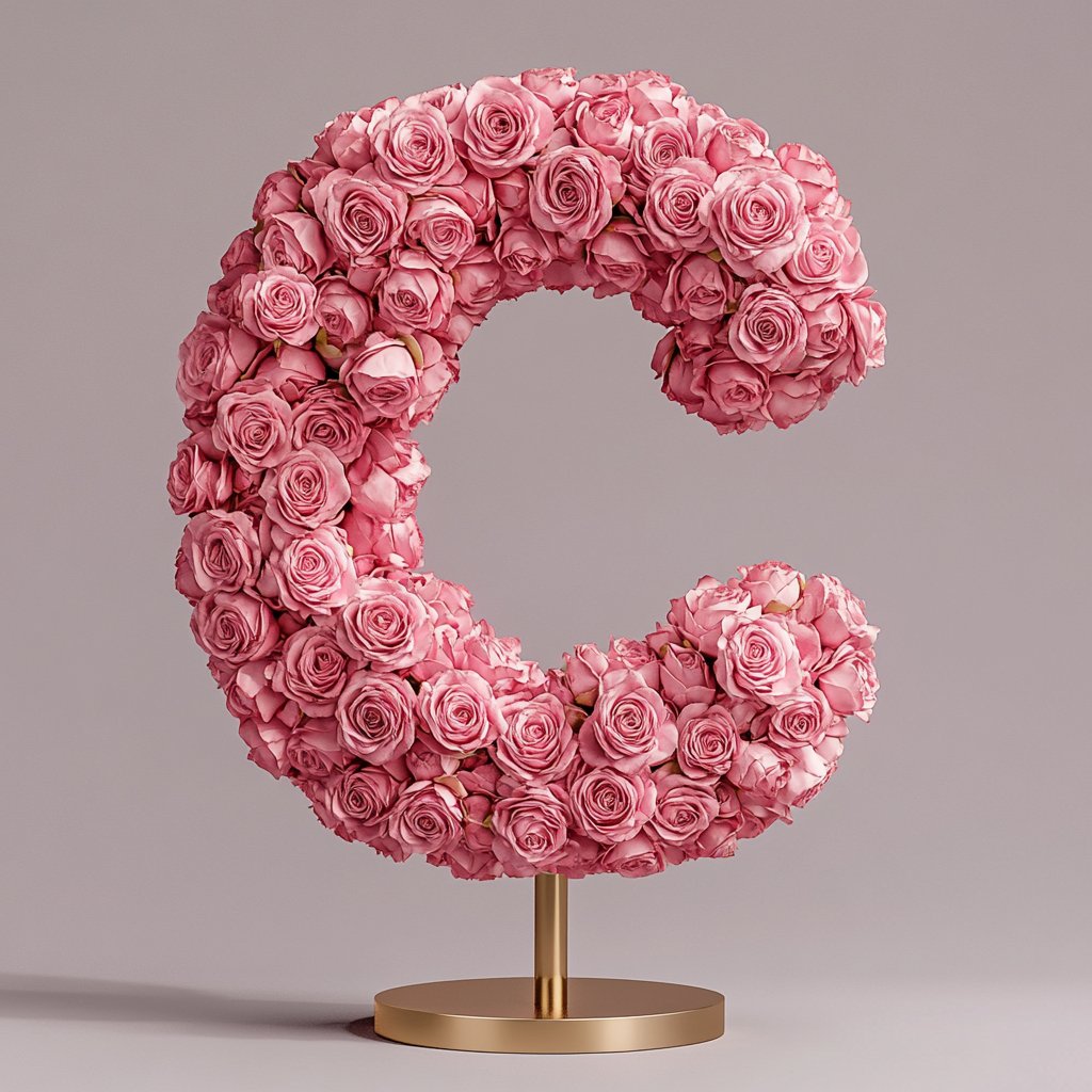 Standing Pink Rose Letter C Lamp - Imaginary Worlds