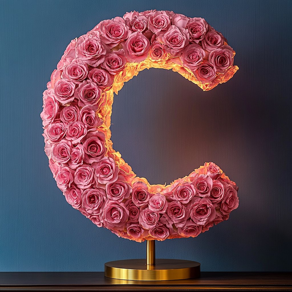 Standing Pink Rose Letter C Lamp - Imaginary Worlds