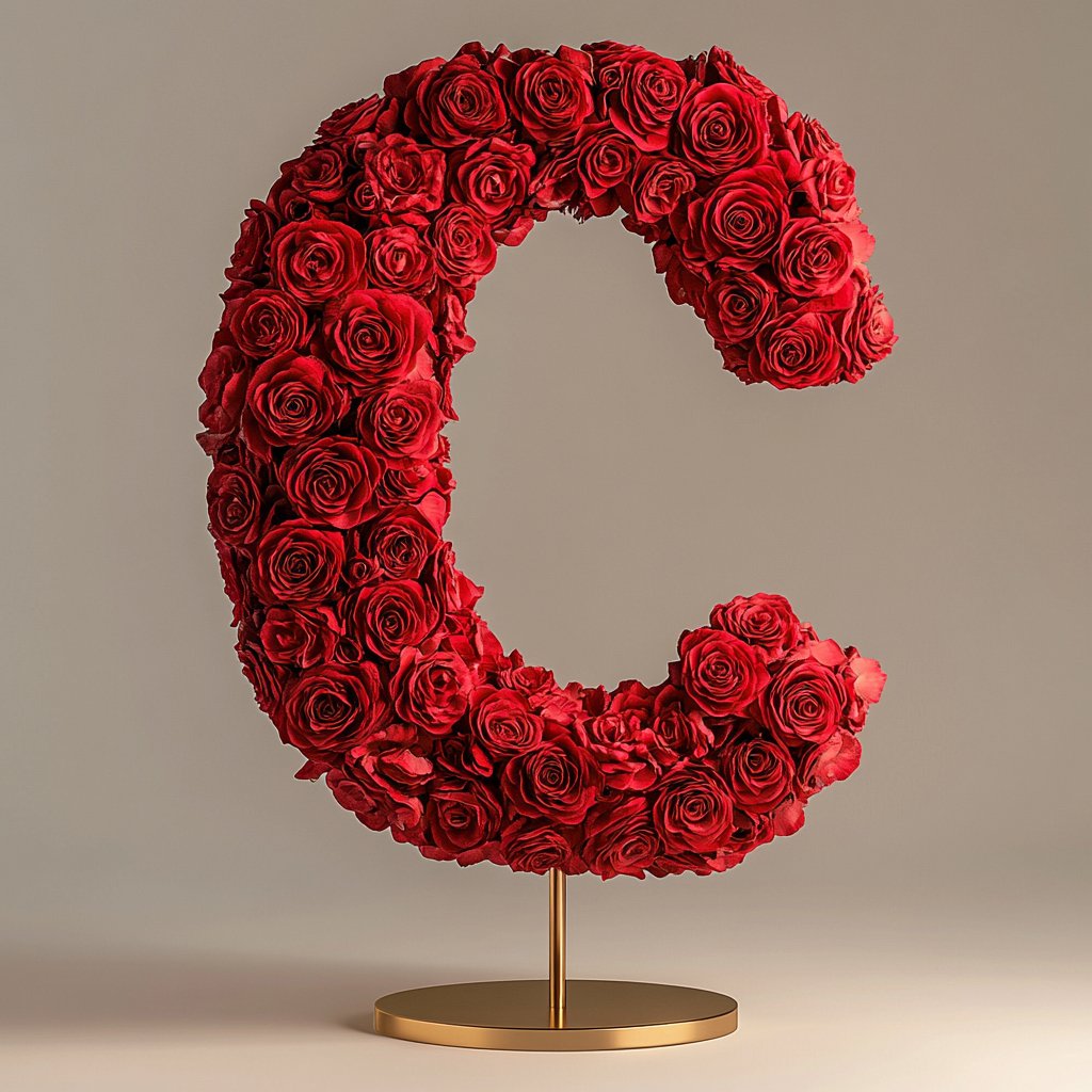 Standing Red Rose Letter C Lamp - Imaginary Worlds