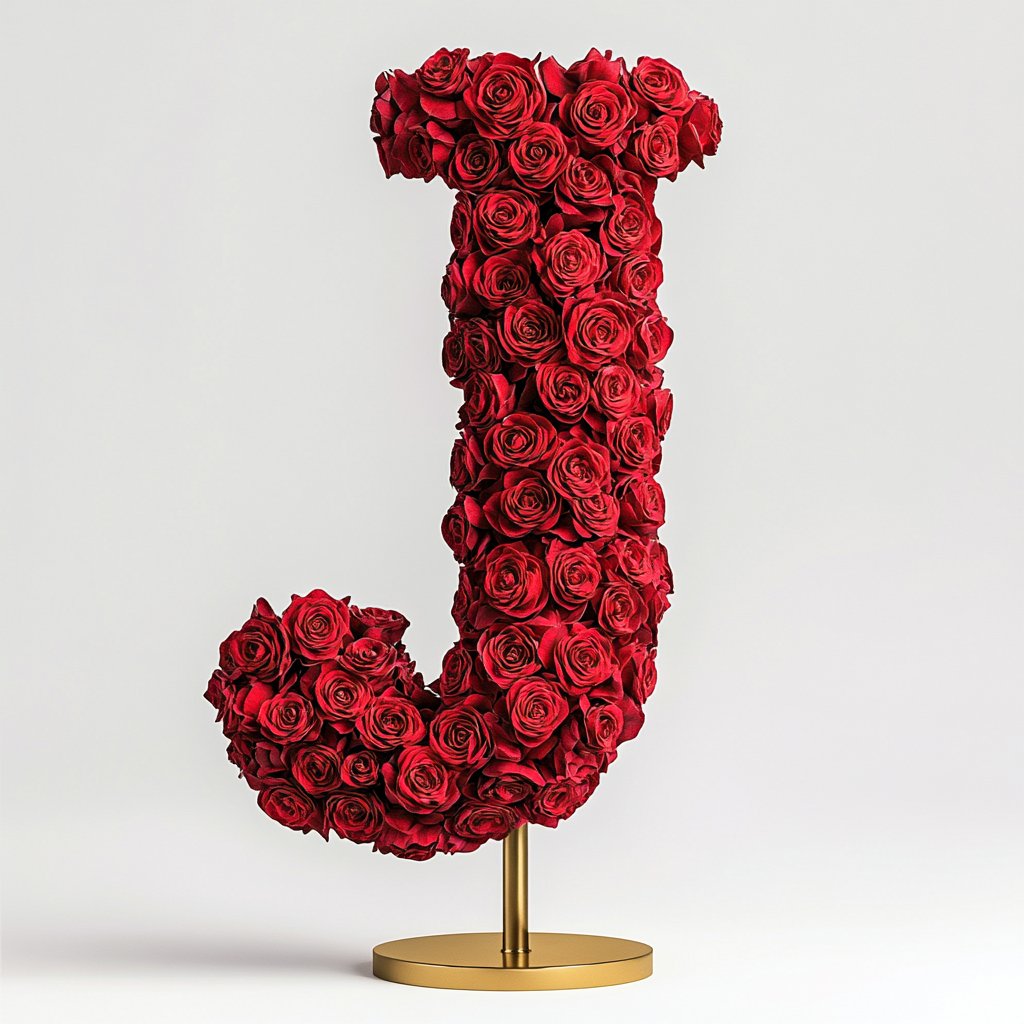 Standing Red Rose Letter J Lamp - Imaginary Worlds