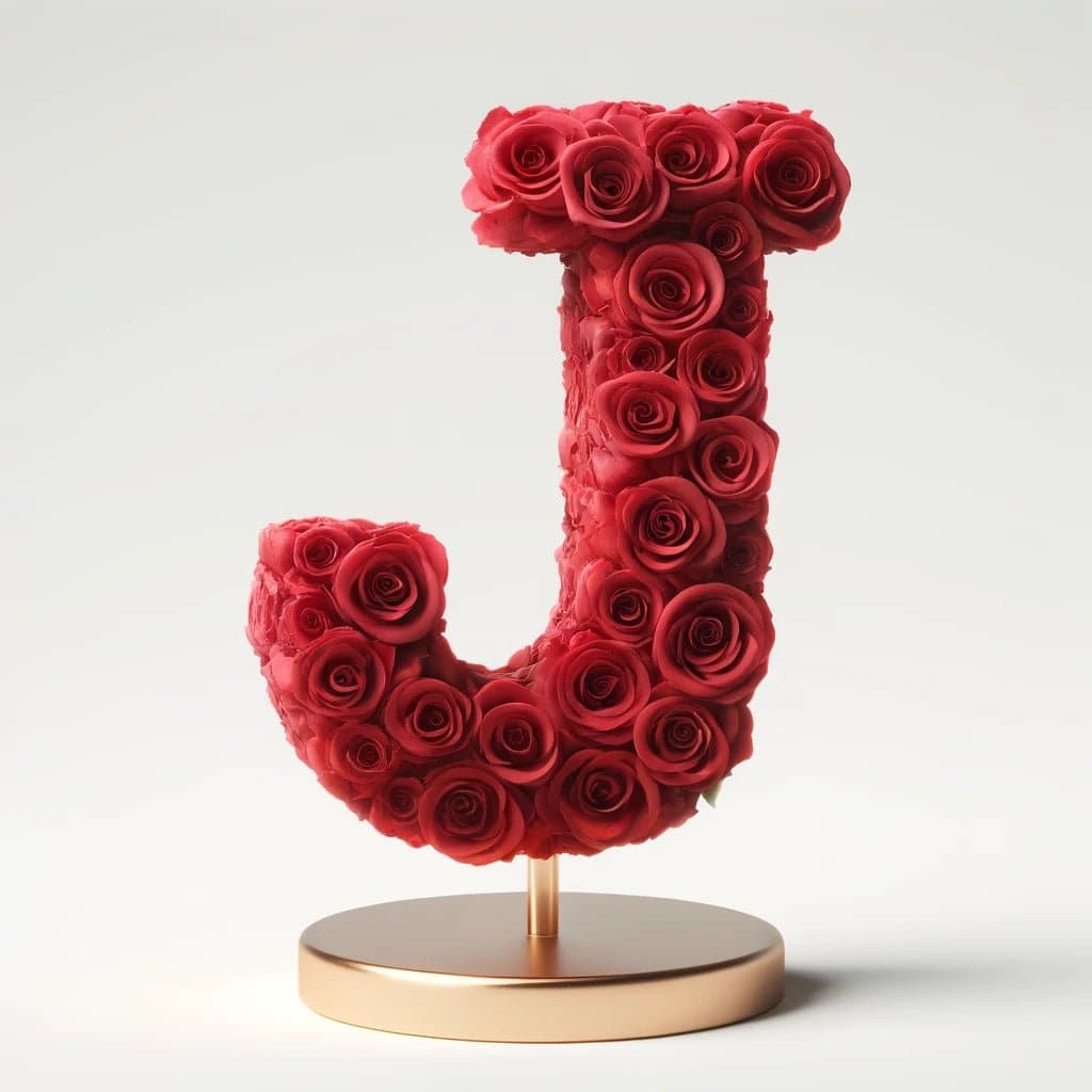 Standing Red Rose Letter J Lamp - Imaginary Worlds