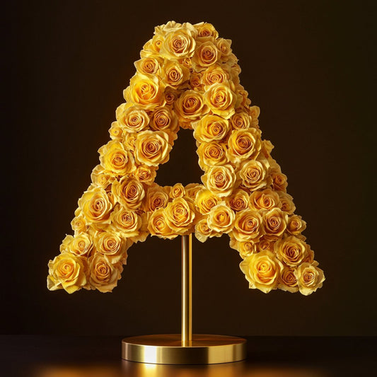 Standing Yellow Rose Letter A Lamp - Imaginary Worlds