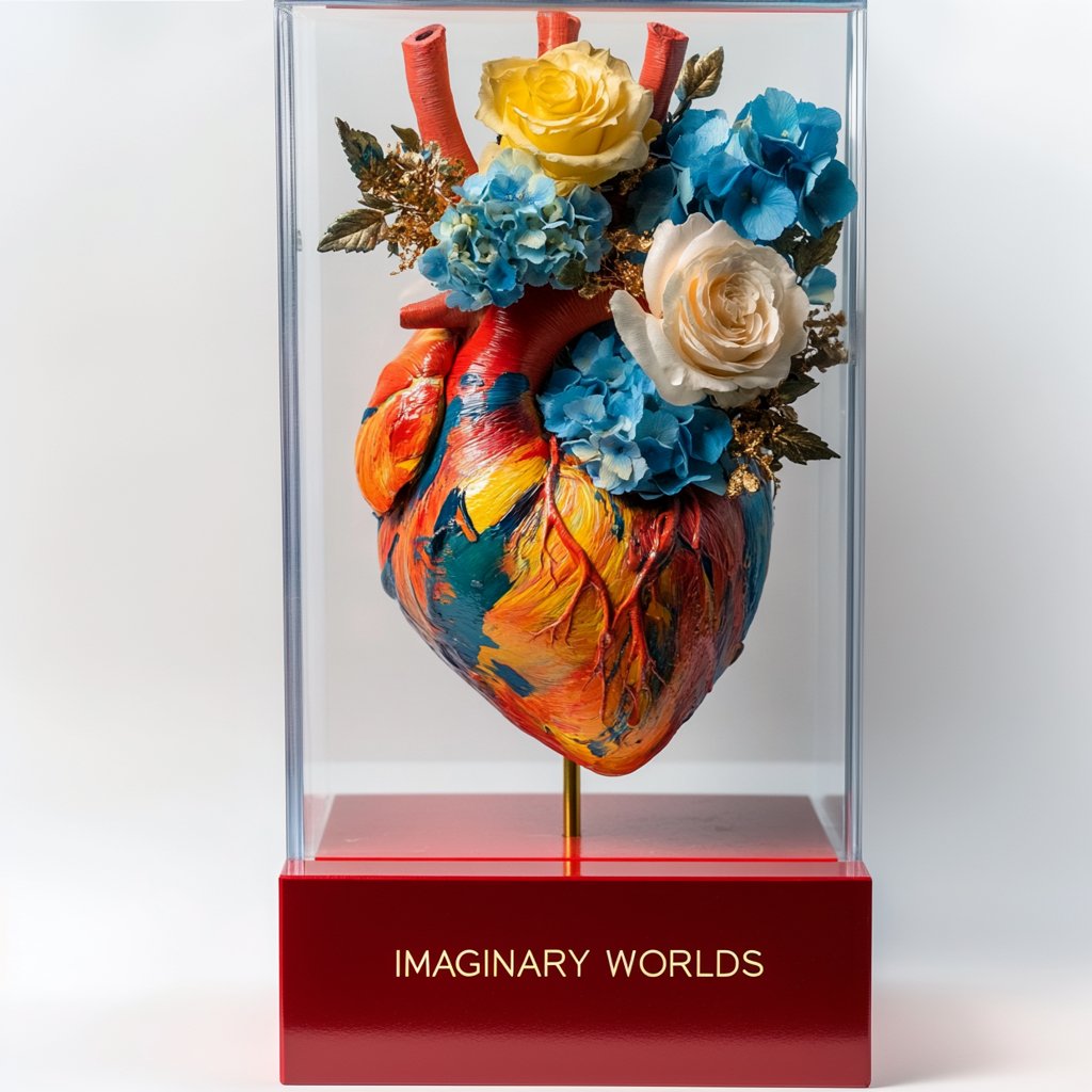 Sunset Glow Forever Rose Heart Sculpture - Imaginary Worlds