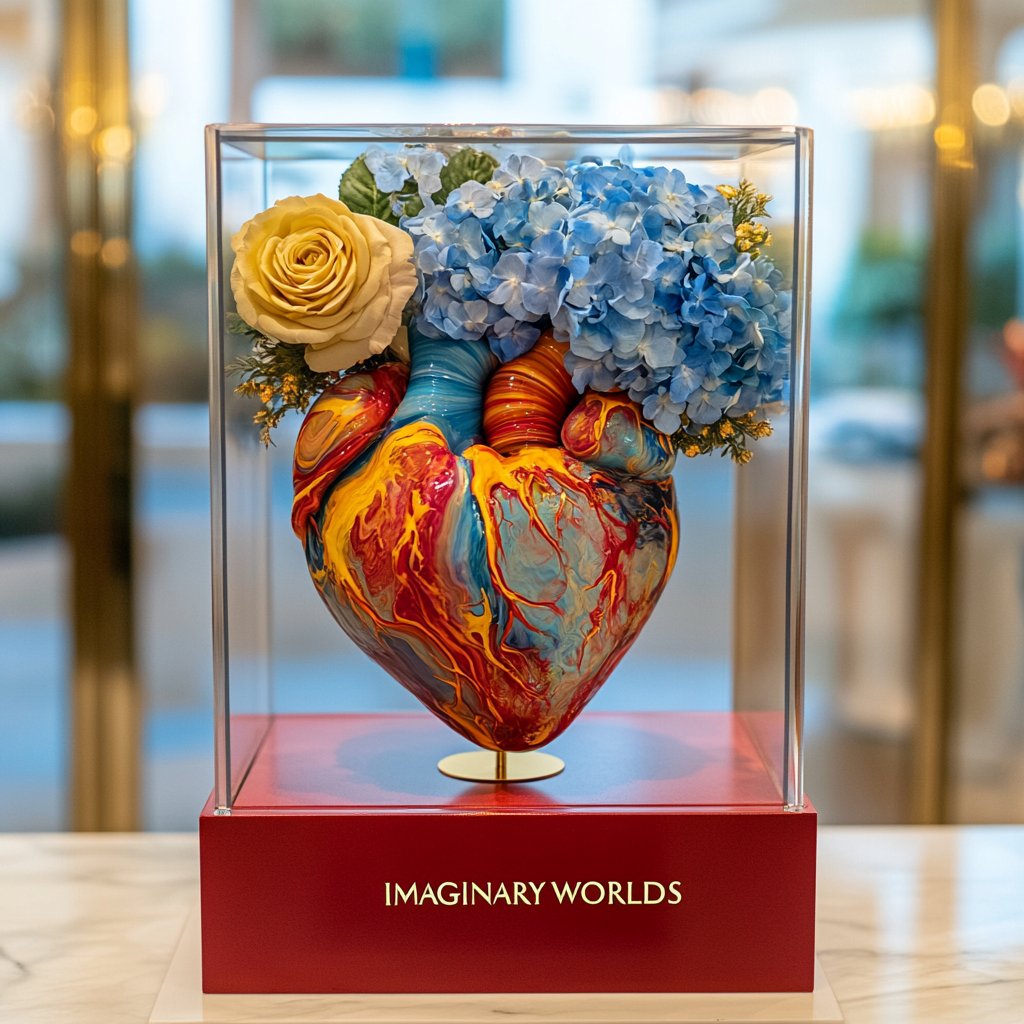 Sunset Glow Forever Rose Heart Sculpture - Imaginary Worlds