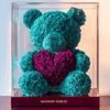 Teal Rose Bear with Magenta Roses Heart - Imaginary Worlds