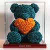 Teal Rose Bear with Orange Roses Heart - Imaginary Worlds