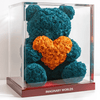 Teal Rose Bear with Orange Roses Heart - Imaginary Worlds