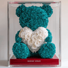 Teal Rose Bear with White Roses Heart - Imaginary Worlds