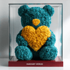 Teal Rose Bear with Yellow Roses Heart - Imaginary Worlds