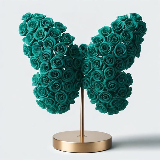 Teal Rose Butterfly Lamp - Imaginary Worlds