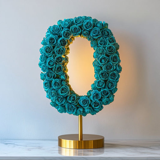 Teal Rose Eternal Number 0 Lamp - Imaginary Worlds